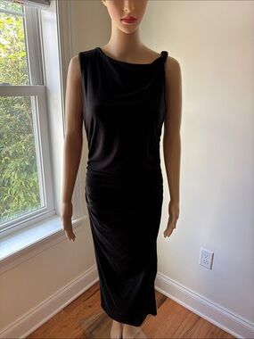 NWT sz XL See You Monday Black Sleeveless Midi Dress - Classic Draped Design